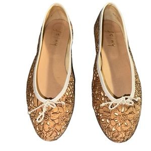 FRENCH SOLE Cork Over White Canvas Flats size 11